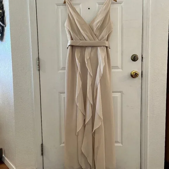 Vera Wang White Chiffon Cascading Skirt Plus-Size Event Maxi Dress Sz 14 - Picture 12 of 12